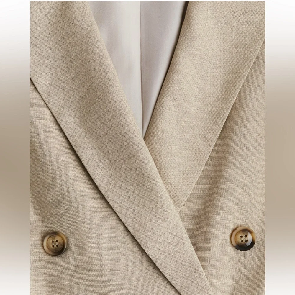 NWT - H&M Linen Blend Double-Breasted Blazer - Picture 5 of 7